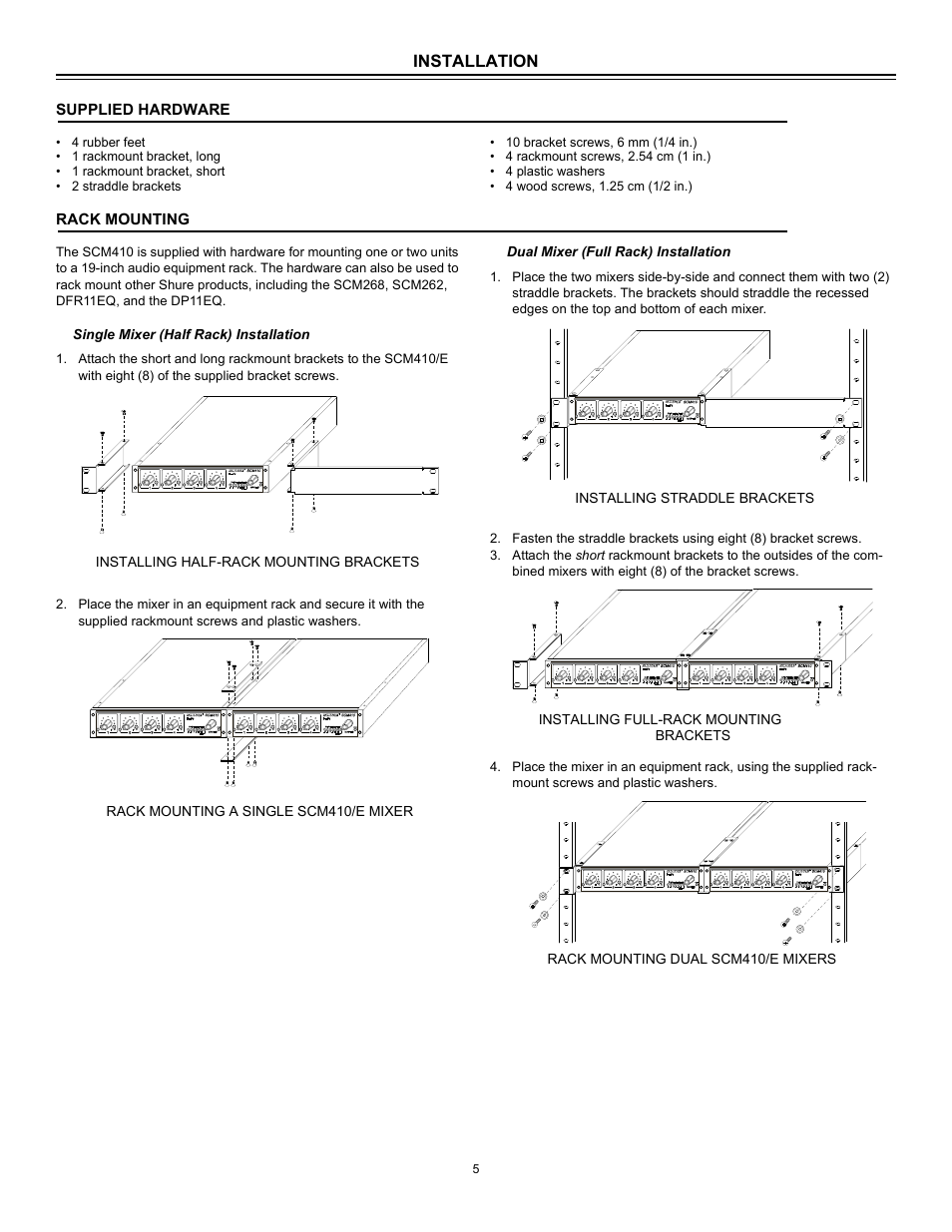 Shure Four Channel Automatic Microphone SCM410 User Manual | Page 5 / 17