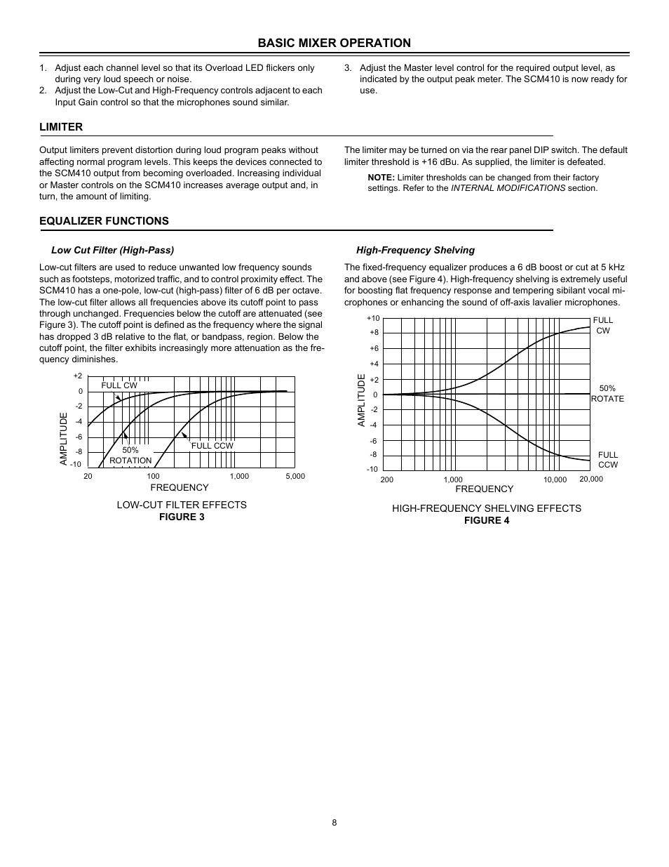 Basic mixer operation | Shure Four Channel Automatic Microphone SCM410 User Manual | Page 8 / 17