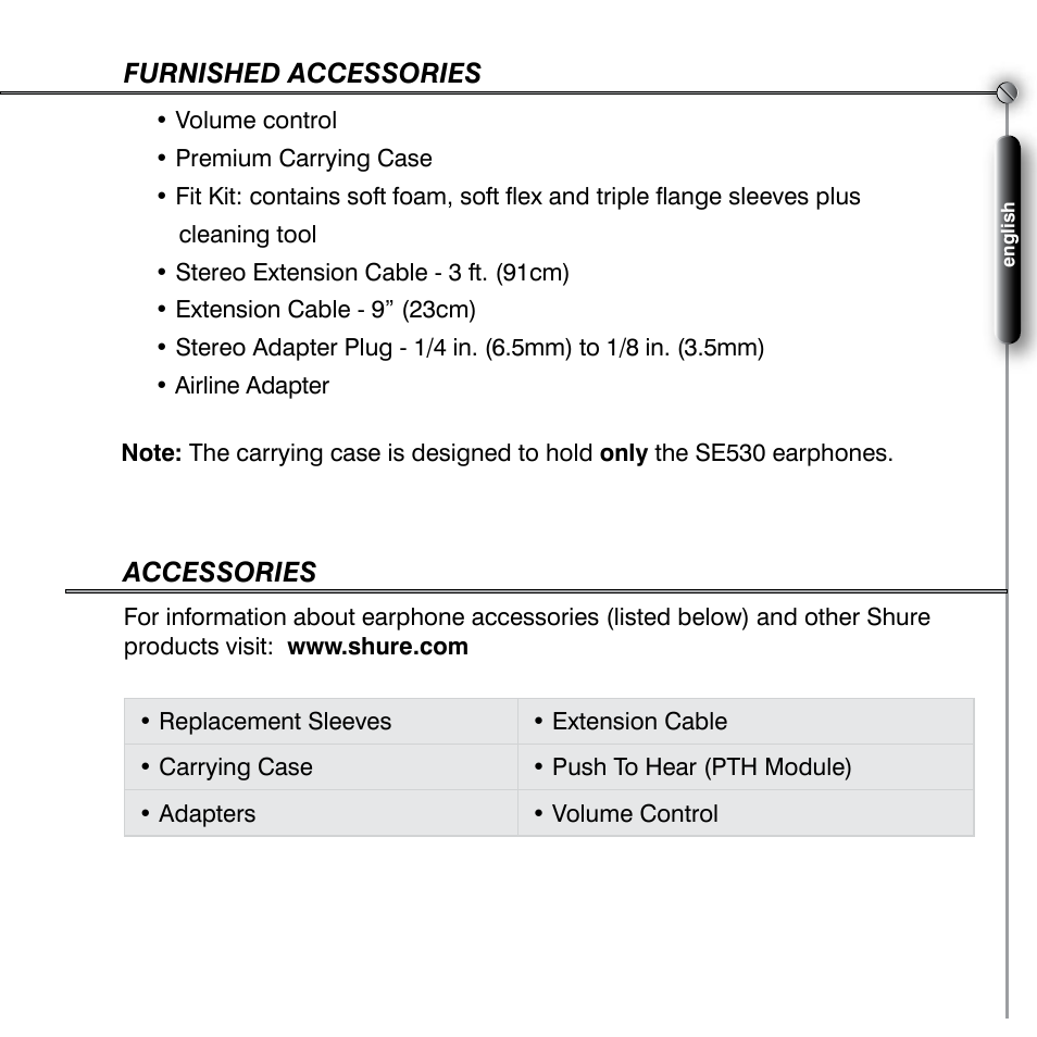 Shure SE530 User Manual | Page 7 / 12