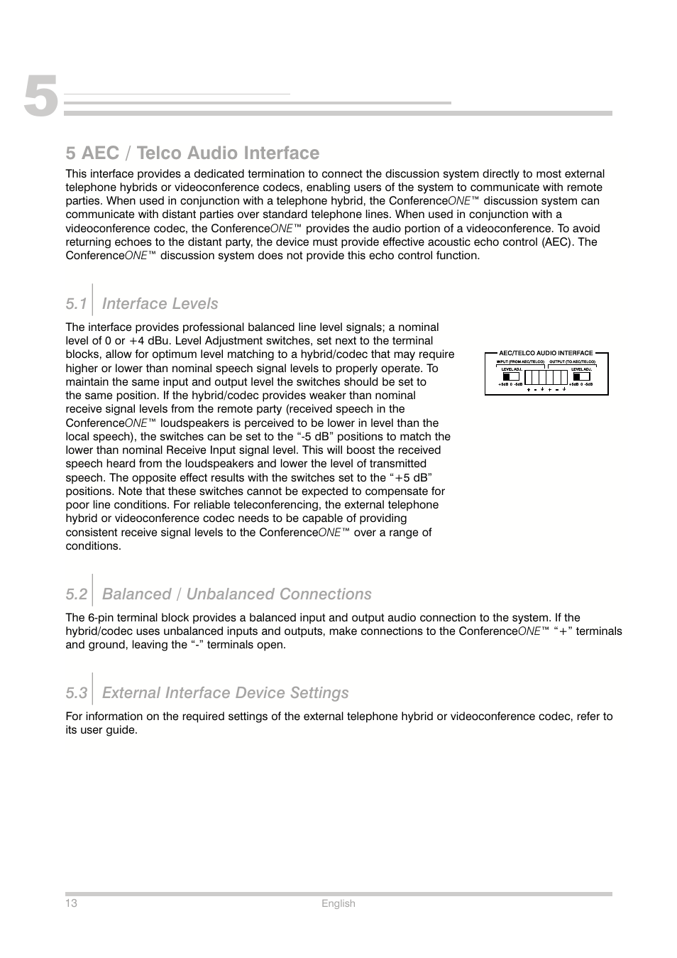 5 aec / telco audio interface | Shure Conference Phone User Manual | Page 14 / 25