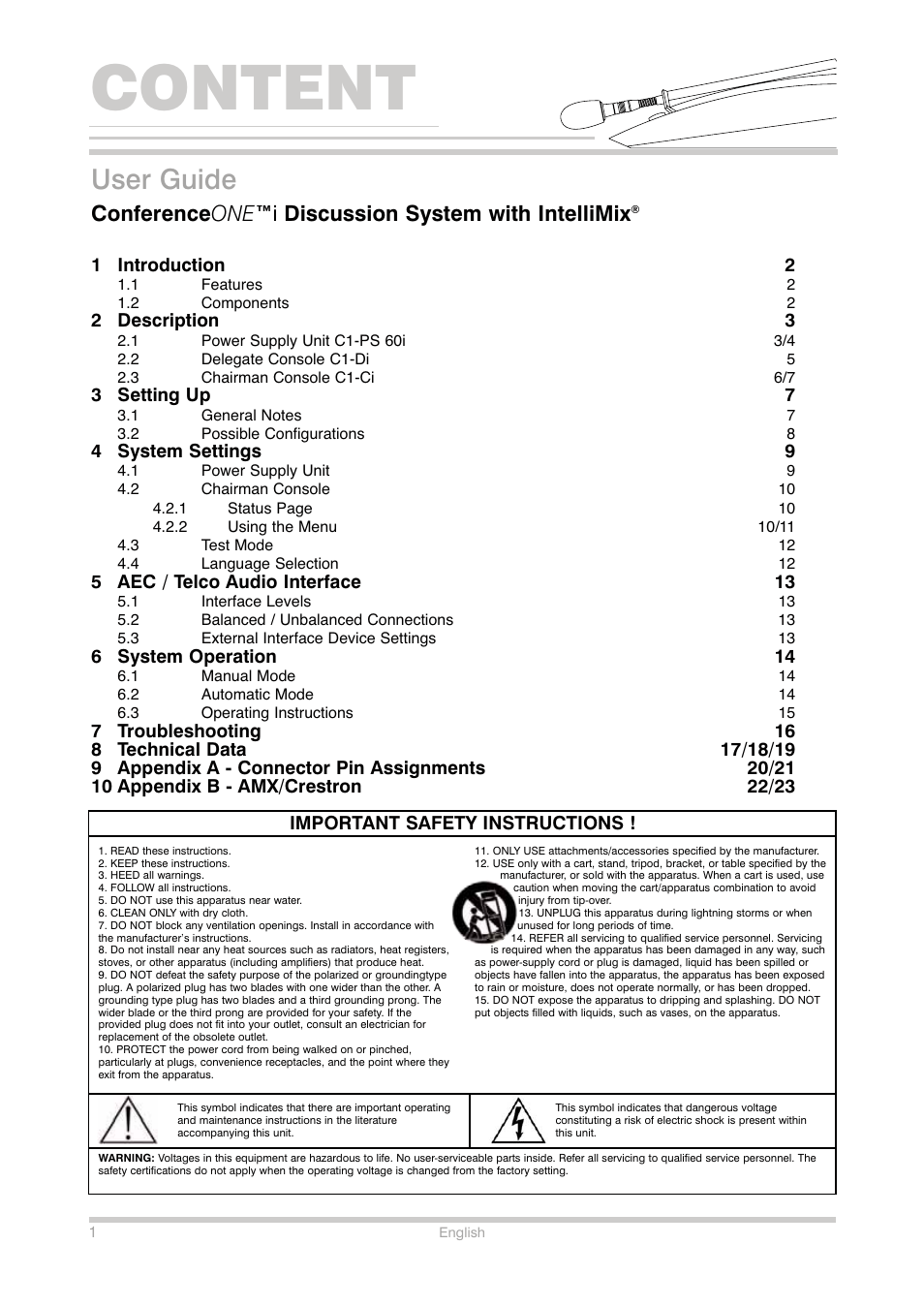 Content, User guide | Shure Conference Phone User Manual | Page 2 / 25