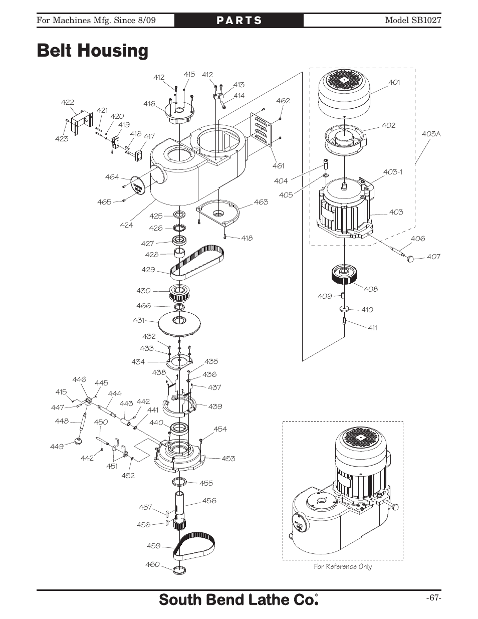 Belt housing | Southbend South Bend SB1027 User Manual | Page 69 / 84