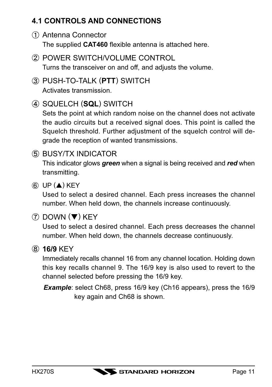 Standard Horizon HX270S User Manual | Page 13 / 44