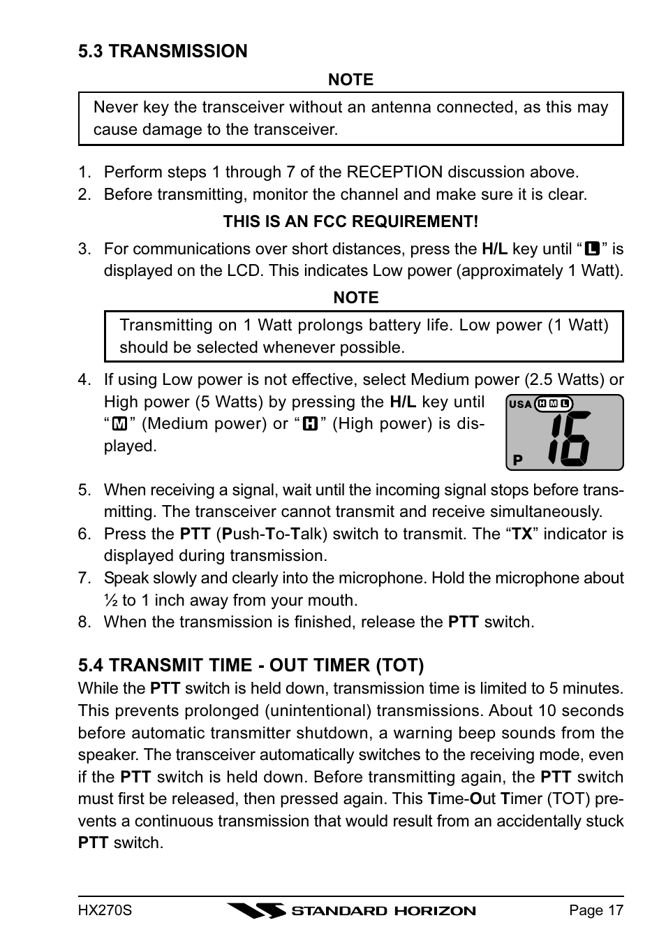 Standard Horizon HX270S User Manual | Page 19 / 44
