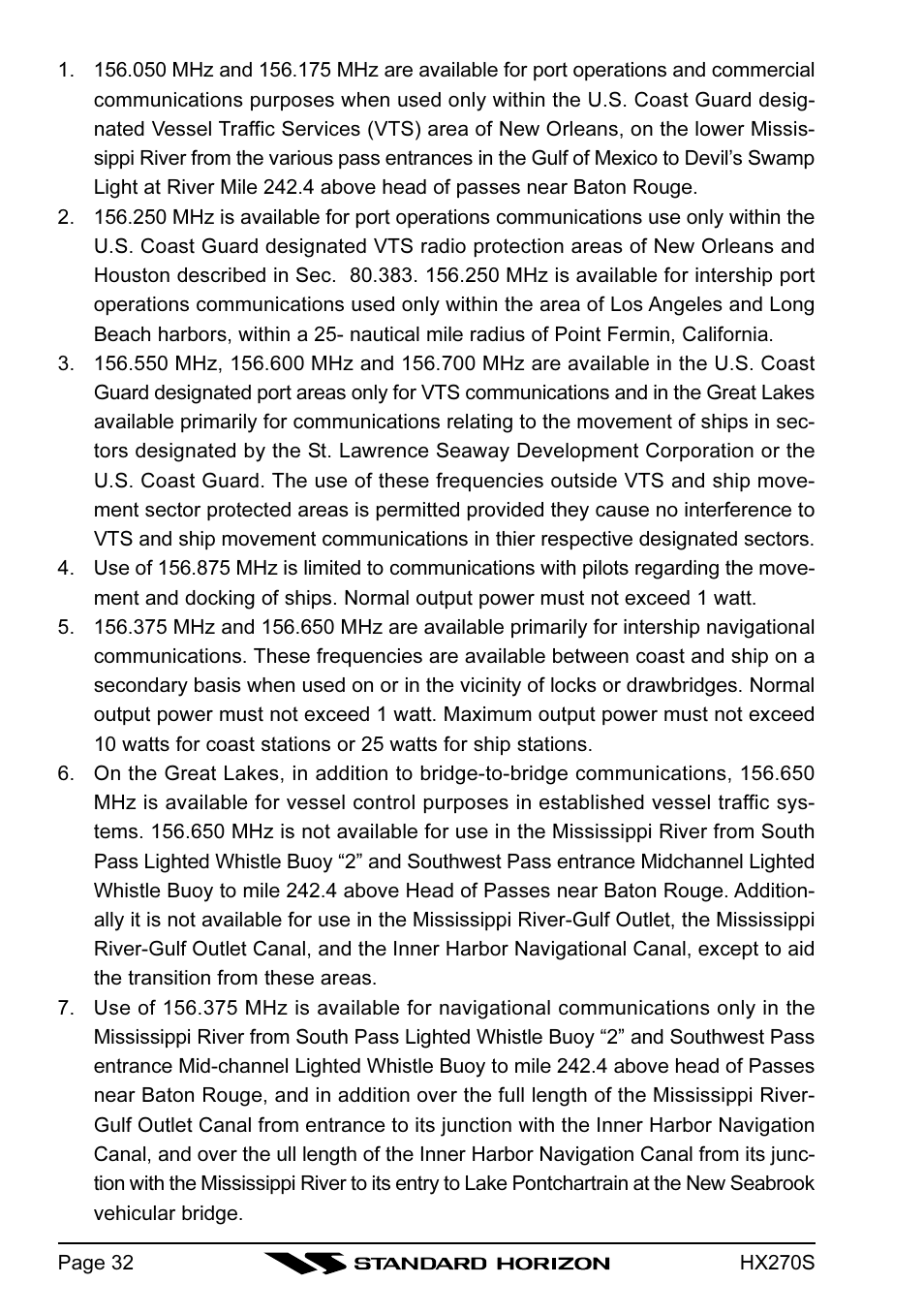 Standard Horizon HX270S User Manual | Page 34 / 44