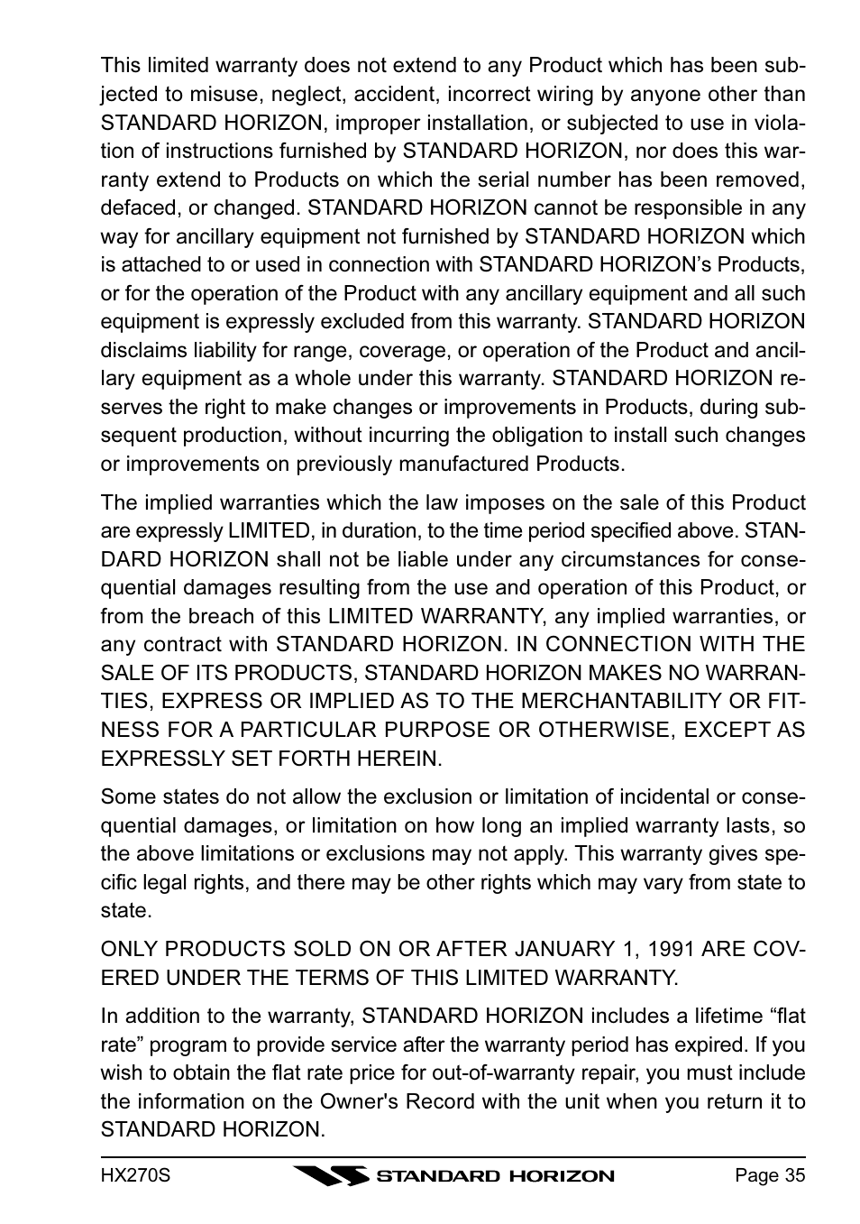 Standard Horizon HX270S User Manual | Page 37 / 44