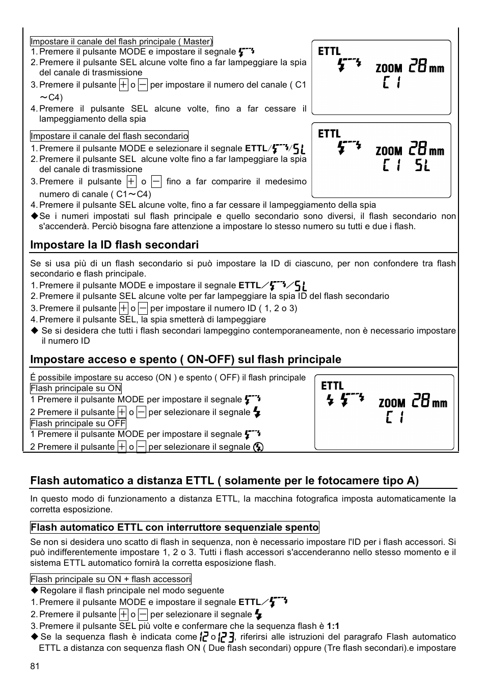 Impostare la id flash secondari | SIGMA EF-500 User Manual | Page 81 / 114