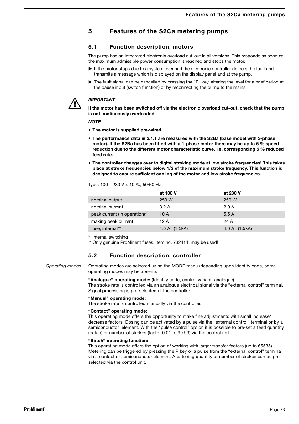 5features of the s2ca metering pumps | SIGMA S2Ba User Manual | Page 33 / 63