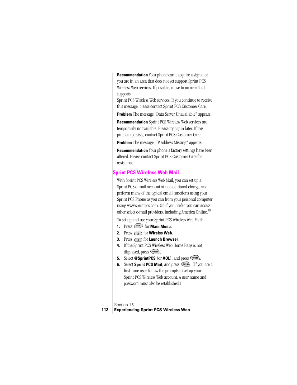 Sprint pcs wireless web mail | Samsung SPH-N300 User Manual | Page 112 / 167