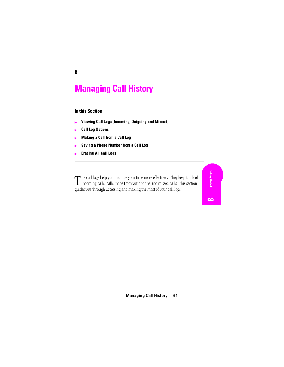 Managing call history | Samsung SPH-N300 User Manual | Page 61 / 167