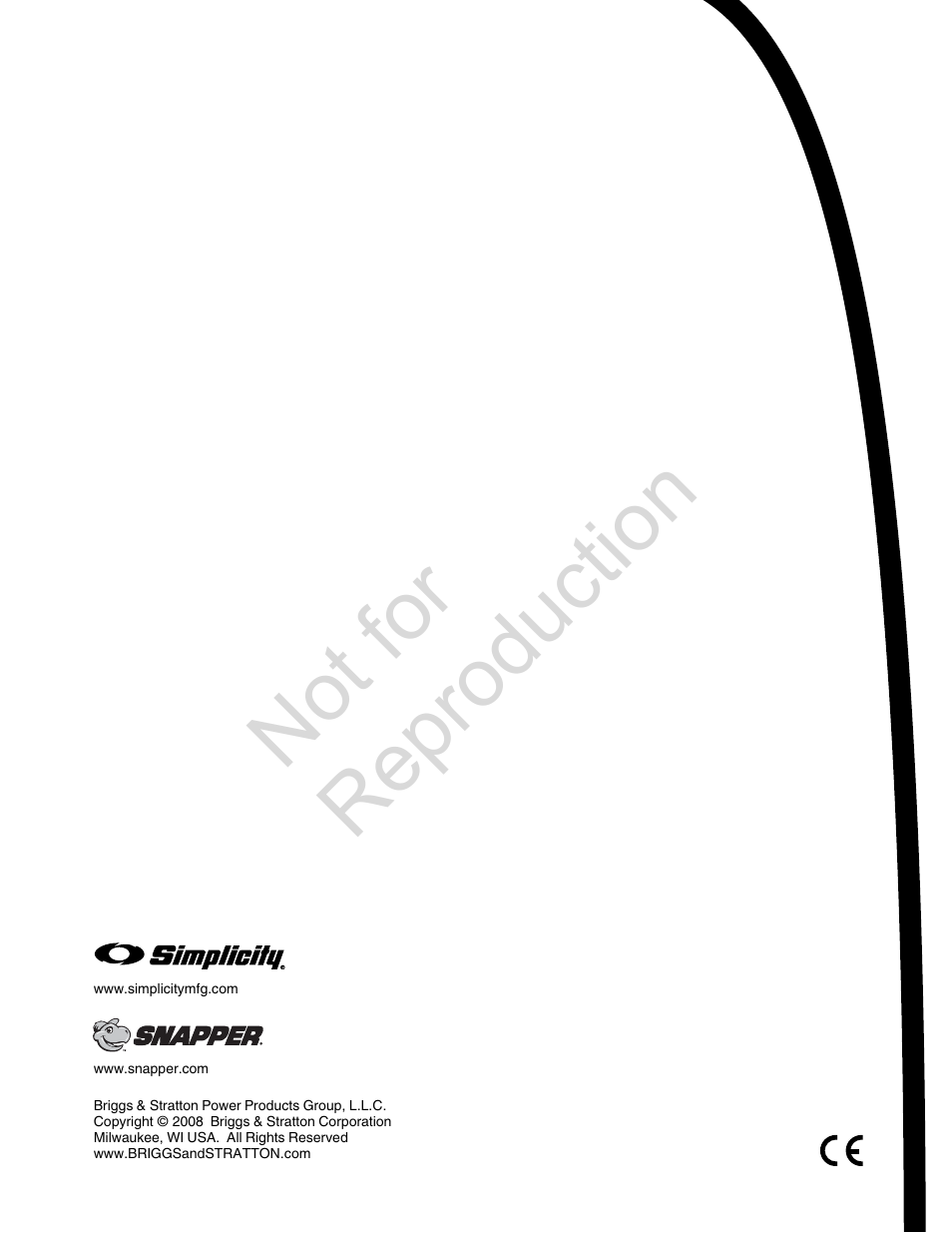 Not for reproduction | Snapper 5/14 SERIES User Manual | Page 28 / 28