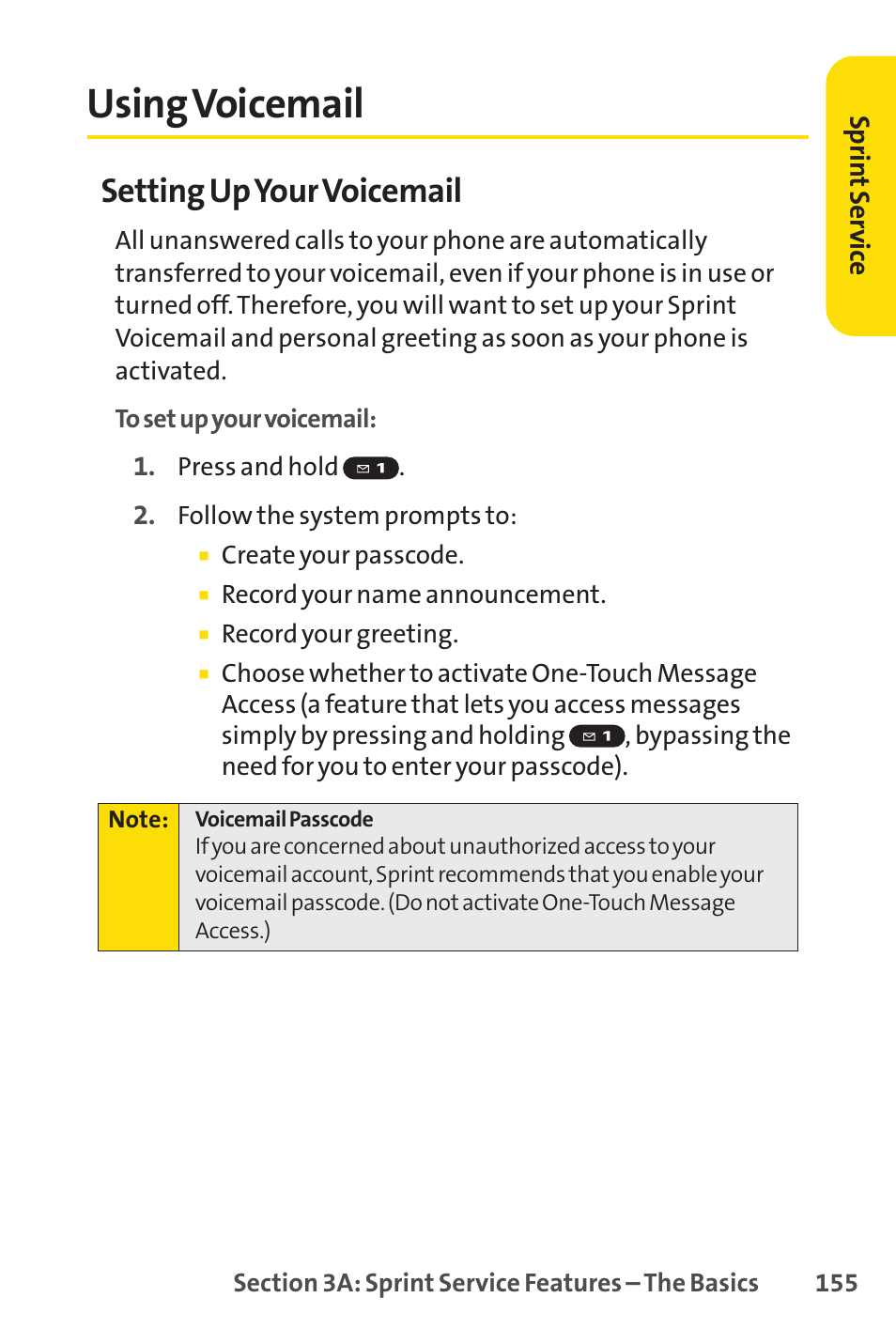 Using voicemail, Setting up your voicemail | Sprint Nextel Telephone User Manual | Page 171 / 236