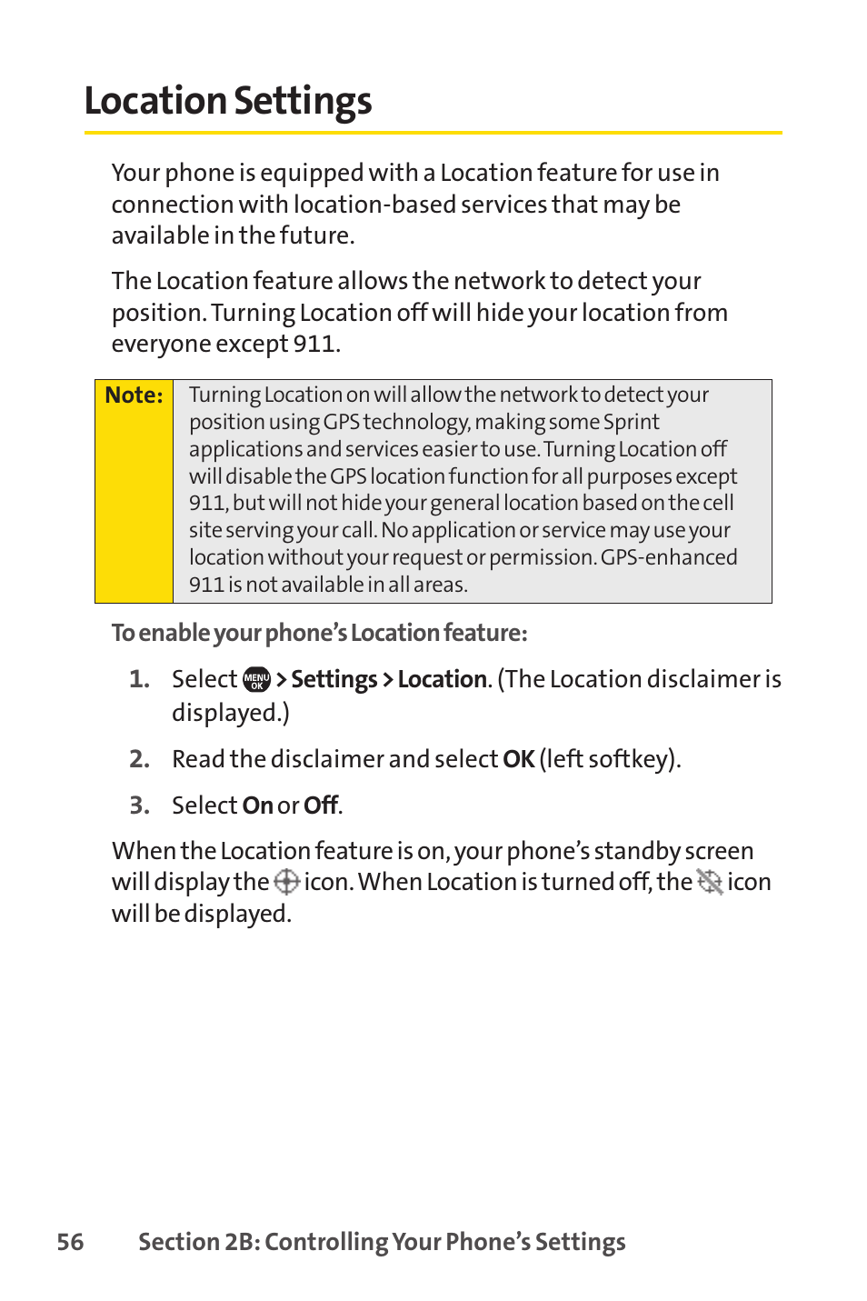 Location settings | Sprint Nextel Telephone User Manual | Page 72 / 236