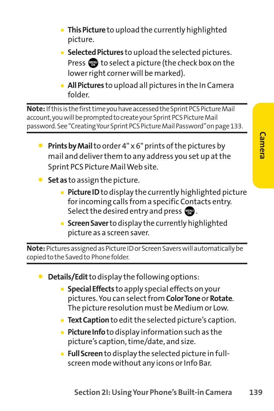 Camer a | Sprint Nextel PCSVISIONPHONE SCP-3100 User Manual | Page 155 / 270