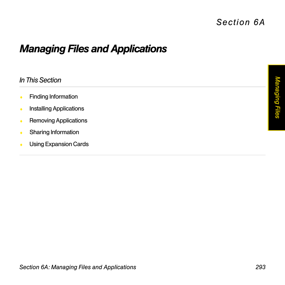 Managing files and applications, 6a. managing files and applications | Sprint Nextel Palm Treo 800w User Manual | Page 293 / 436