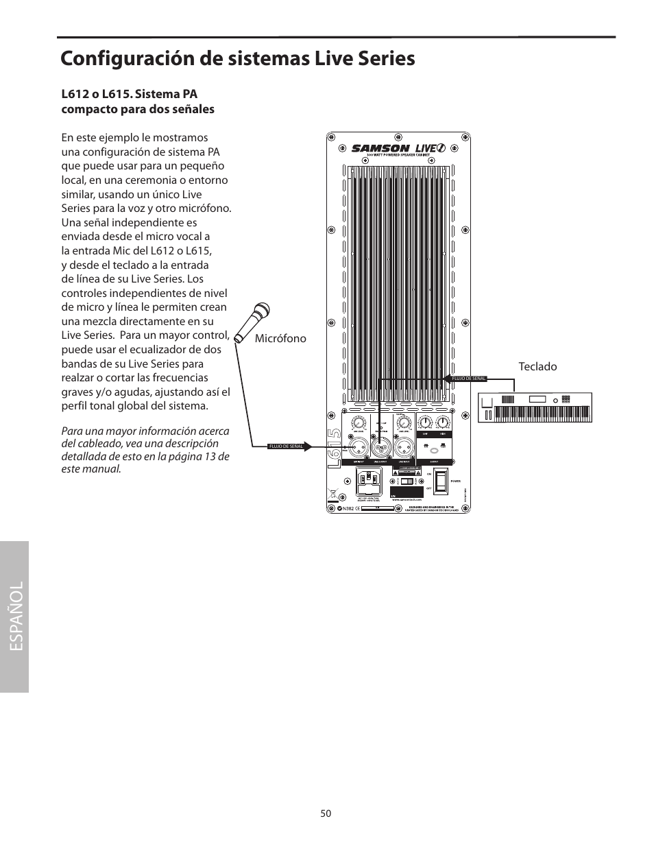 Configuración de sistemas live series, Esp añol | Samson L1215 User Manual | Page 54 / 76