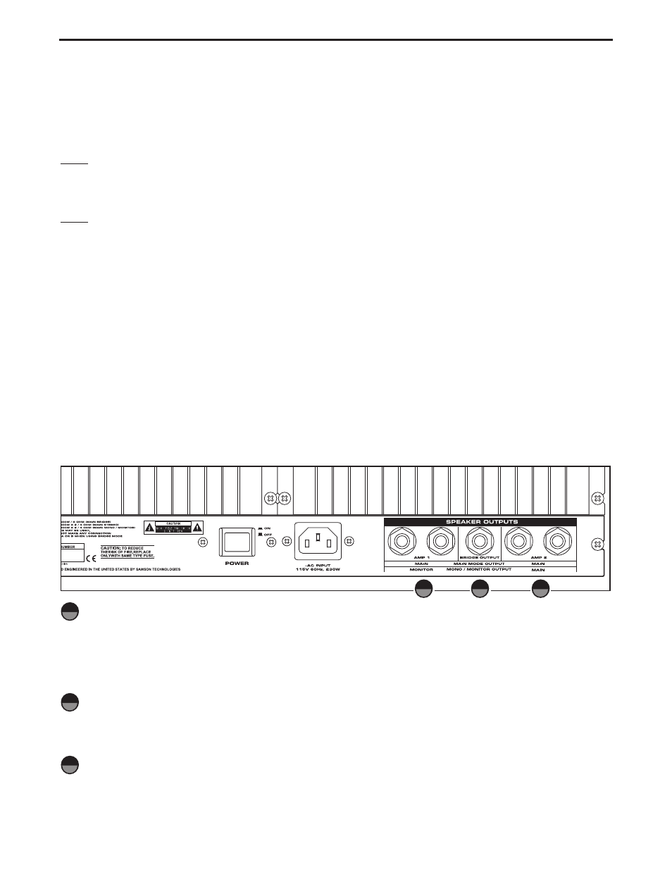 Xm910 input and output connections, Rear panel | Samson XM910 User Manual | Page 17 / 28
