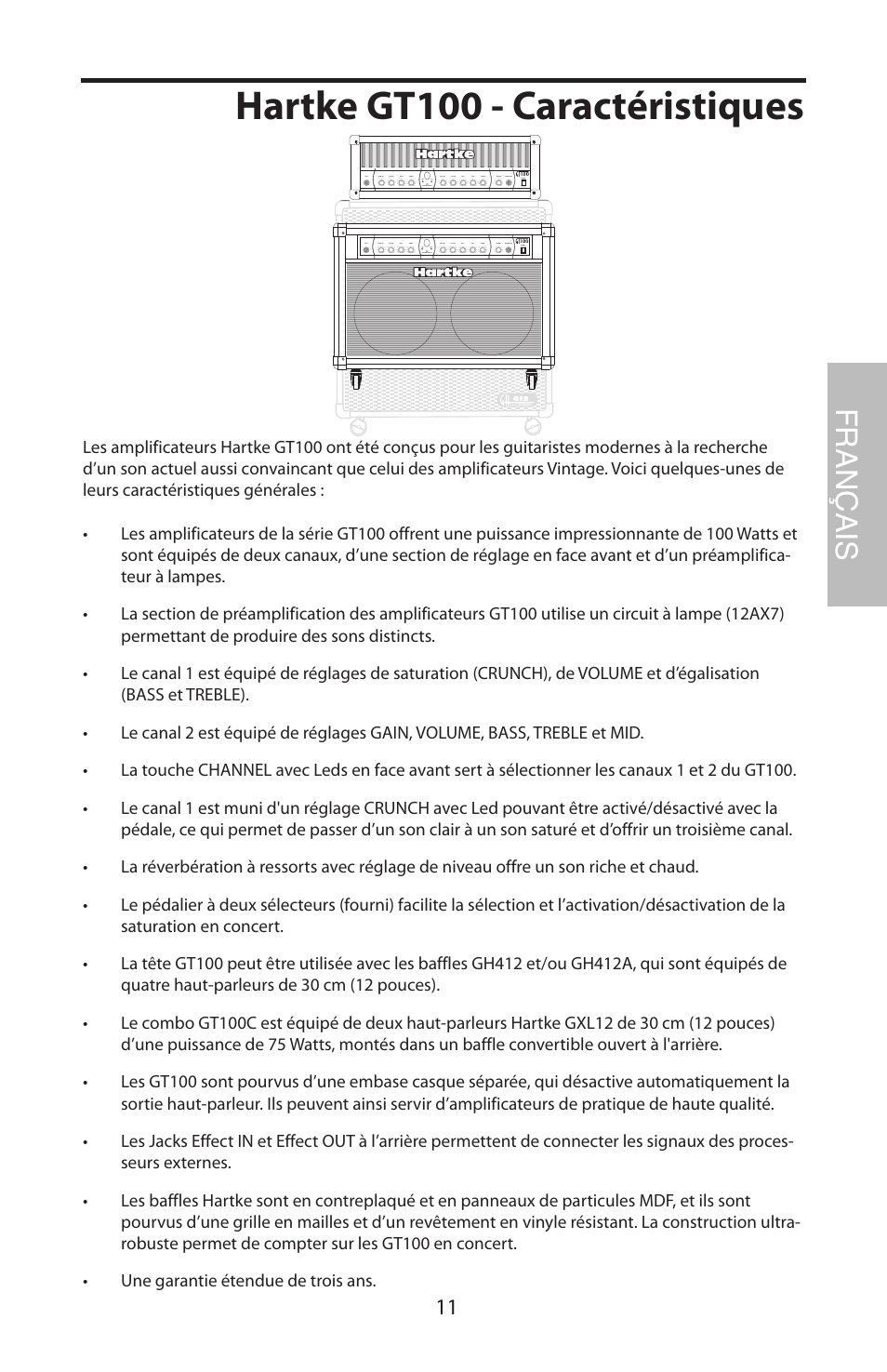 Hartke gt100 - caractéristiques, Français | Samson GT100C User Manual | Page 15 / 56