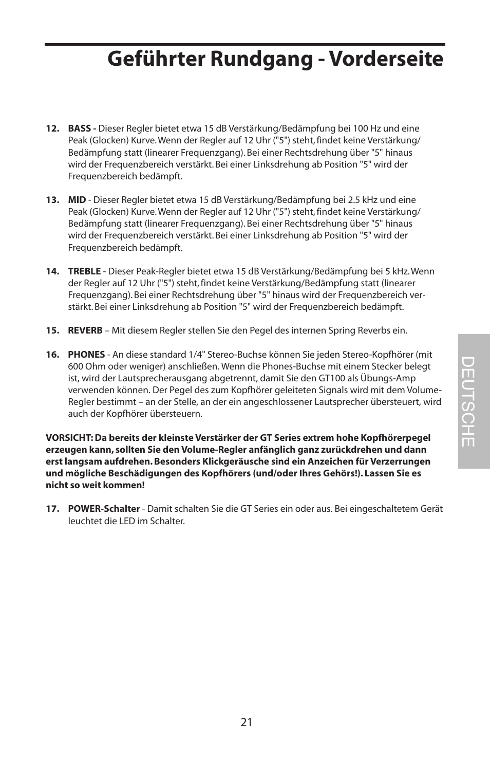 Geführter rundgang - vorderseite, Deutsche | Samson GT100C User Manual | Page 25 / 56