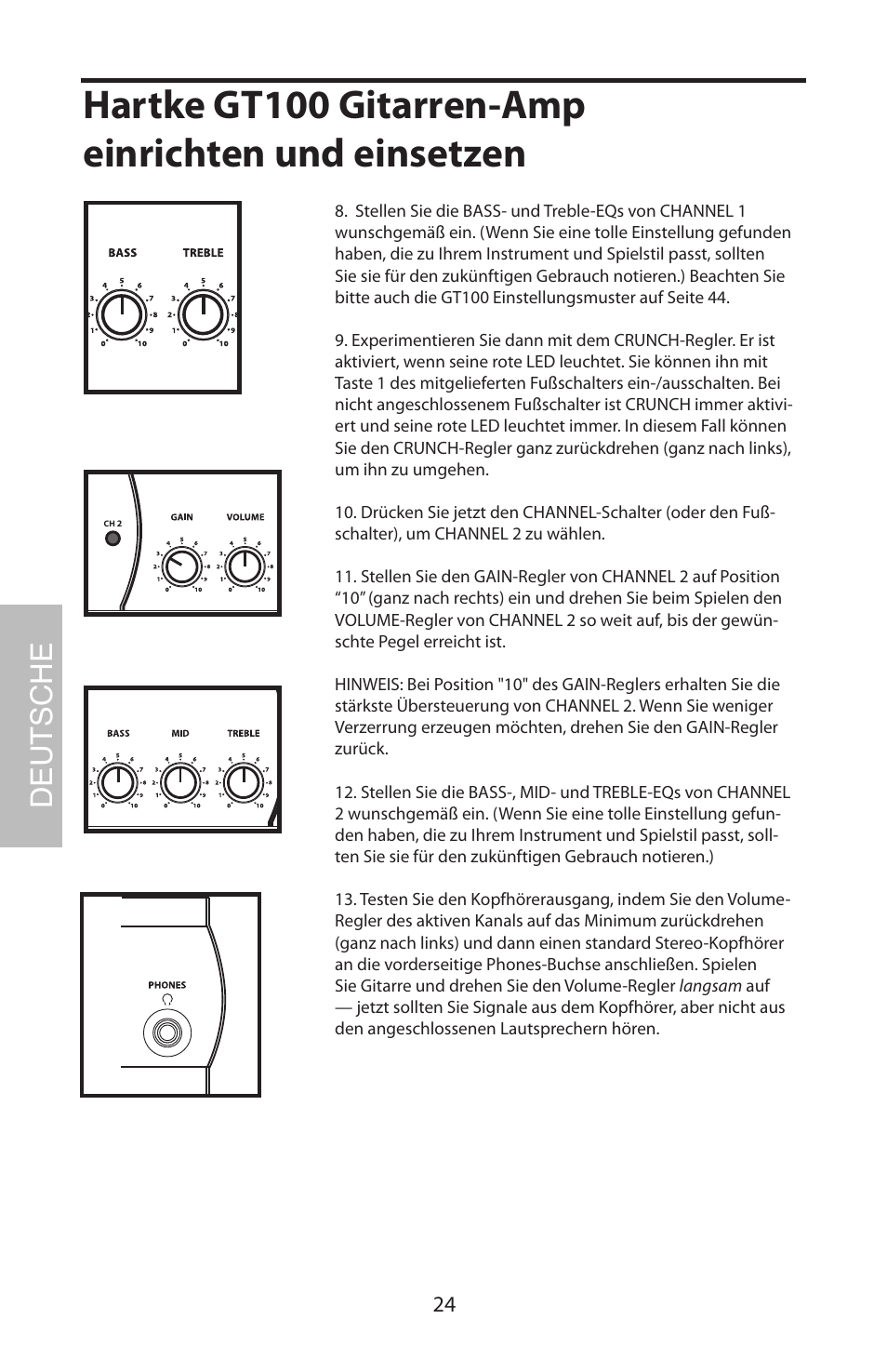 Hartke gt100 gitarren-amp einrichten und einsetzen, Deutsche | Samson GT100C User Manual | Page 28 / 56