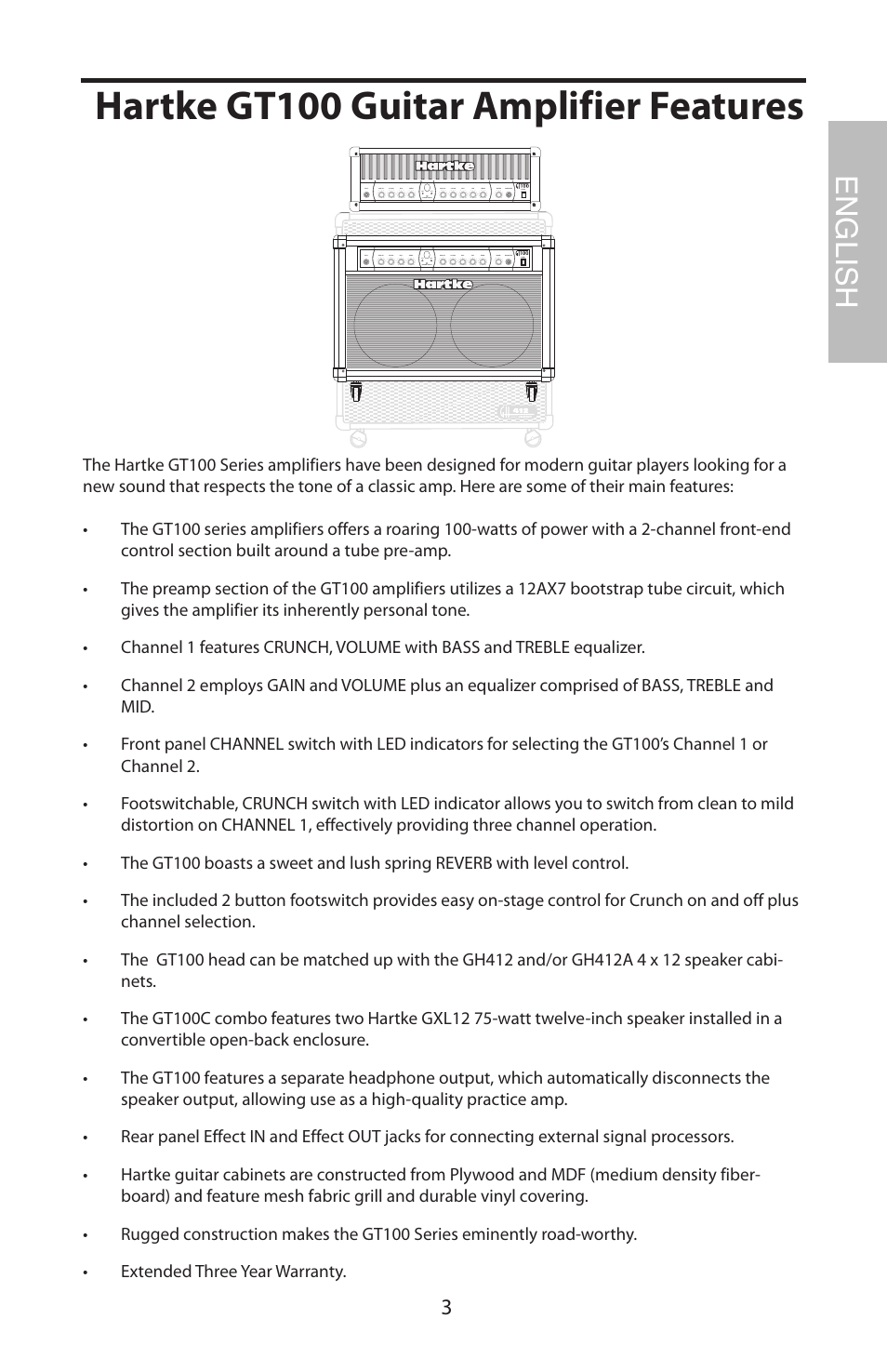 Hartke gt100 guitar amplifier features, English | Samson GT100C User Manual | Page 7 / 56