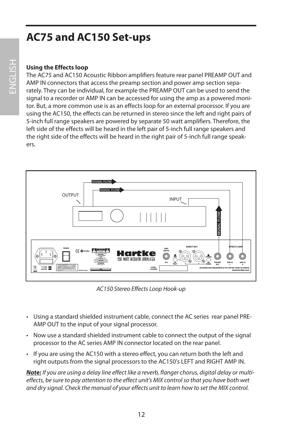 Ac75 and ac150 set-ups, English | Samson Acoustic User Manual | Page 18 / 84