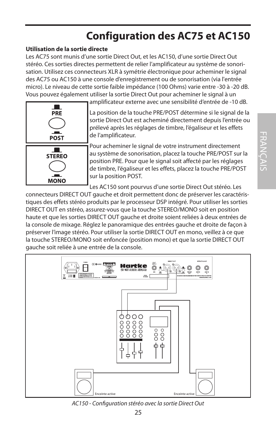 Configuration des ac75 et ac150, Fr anç ais | Samson Acoustic User Manual | Page 31 / 84