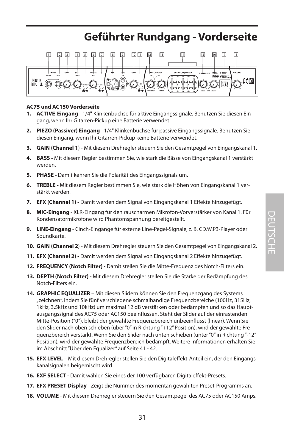 Geführter rundgang - vorderseite, Deut sche | Samson Acoustic User Manual | Page 37 / 84