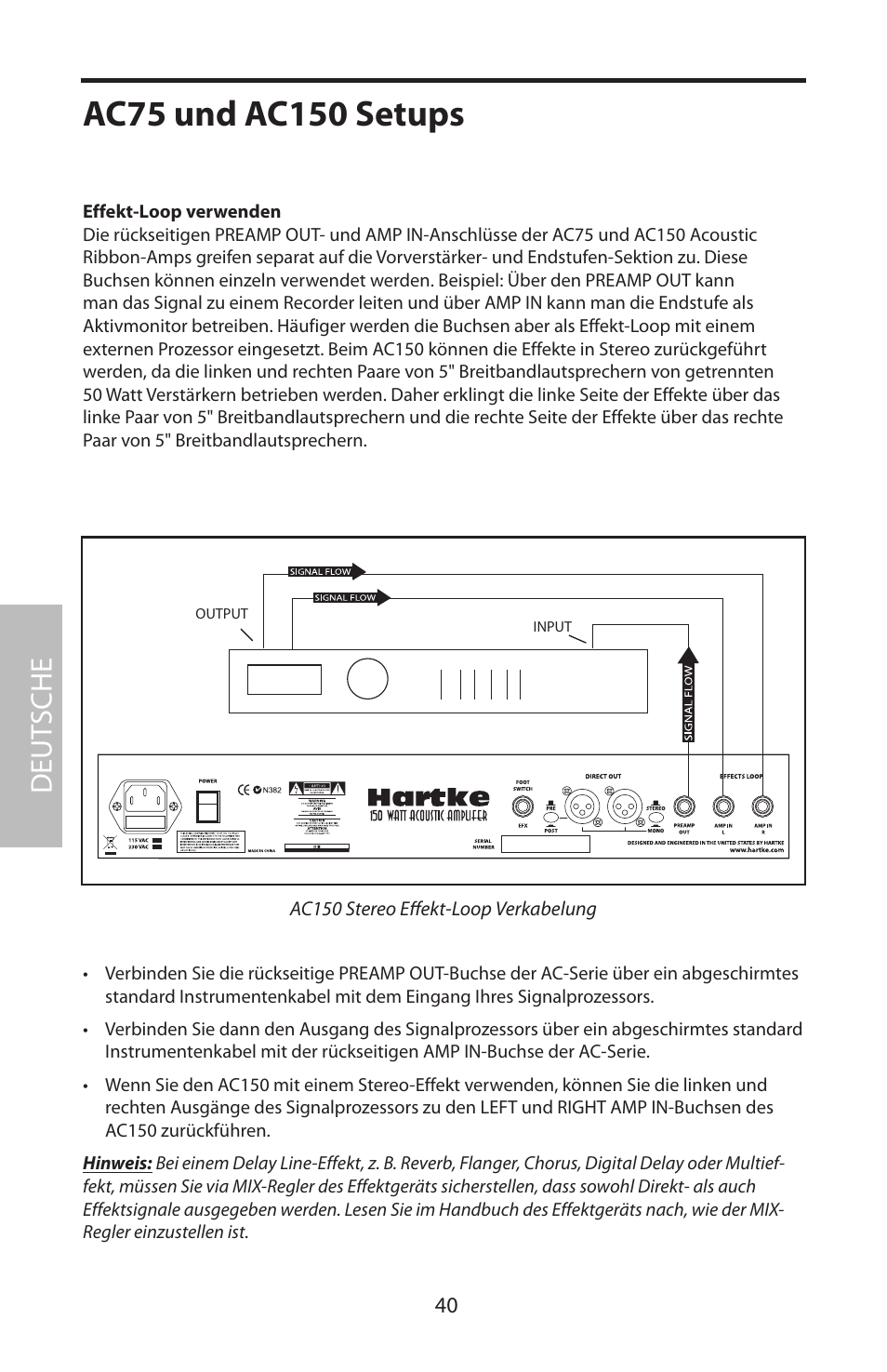 Ac75 und ac150 setups, Deut sche | Samson Acoustic User Manual | Page 46 / 84