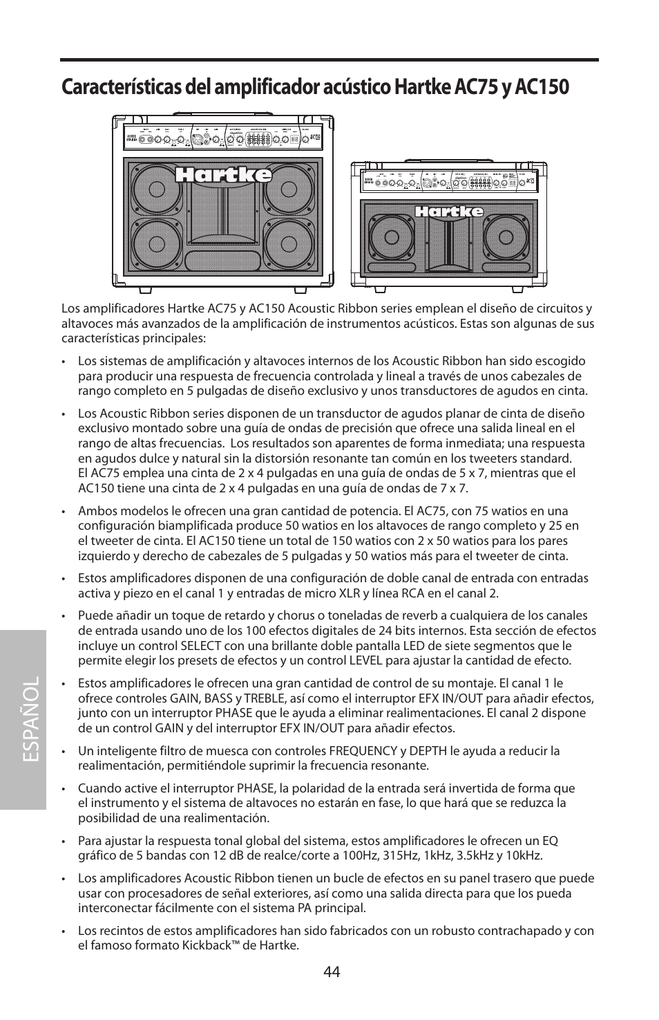 Esp añol | Samson Acoustic User Manual | Page 50 / 84