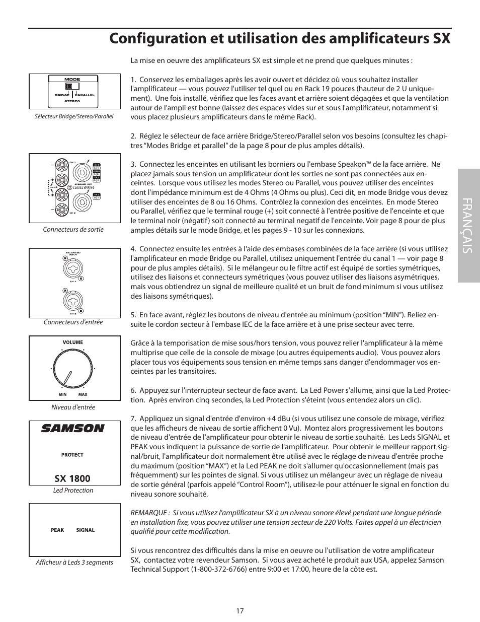 Configuration et utilisation des amplificateurs sx, Fr anç ais | Samson SX2800 User Manual | Page 19 / 60