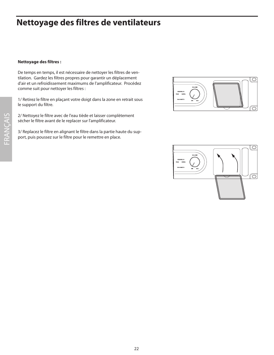 Nettoyage des filtres de ventilateurs, Fr anç ais | Samson SX2800 User Manual | Page 24 / 60