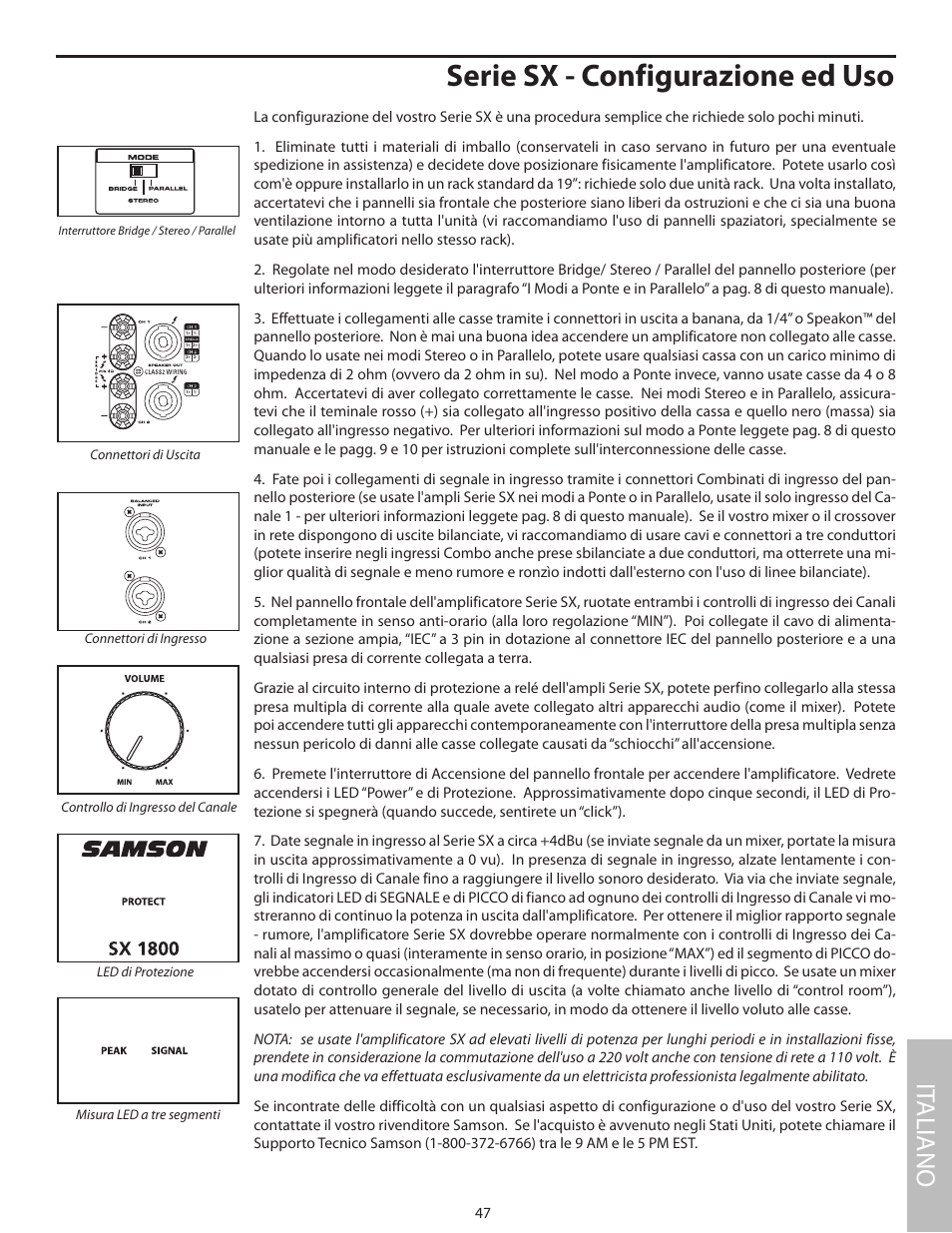 Serie sx - configurazione ed uso, It aliano | Samson SX2800 User Manual | Page 49 / 60