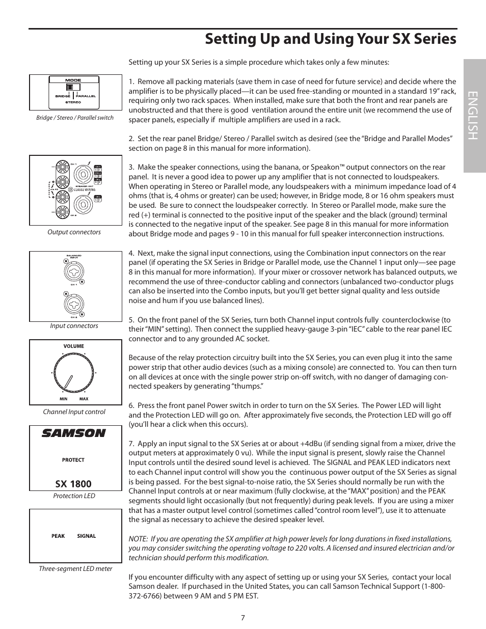 Setting up and using your sx series, English | Samson SX2800 User Manual | Page 9 / 60