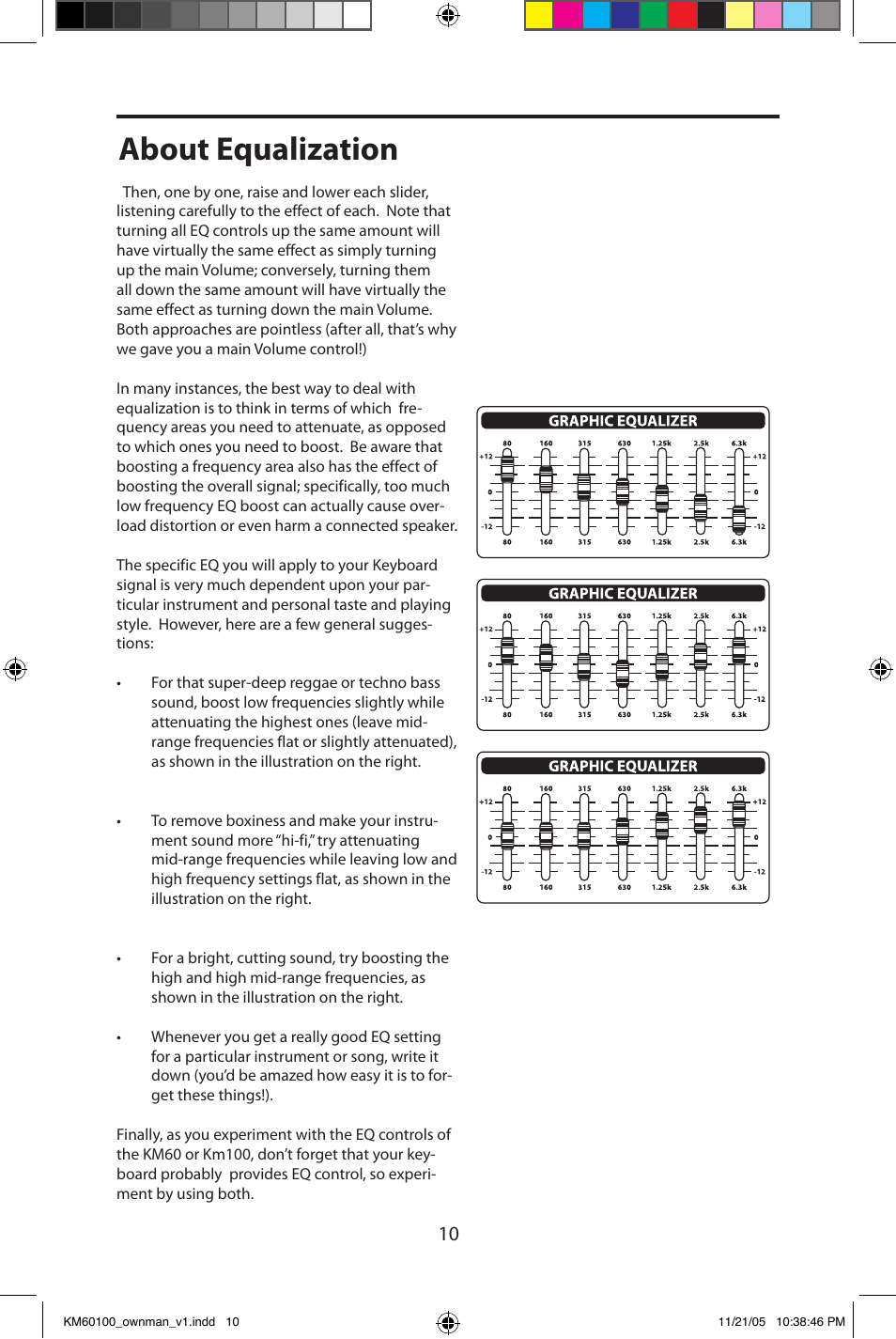 About equalization | Samson KM60 User Manual | Page 12 / 16