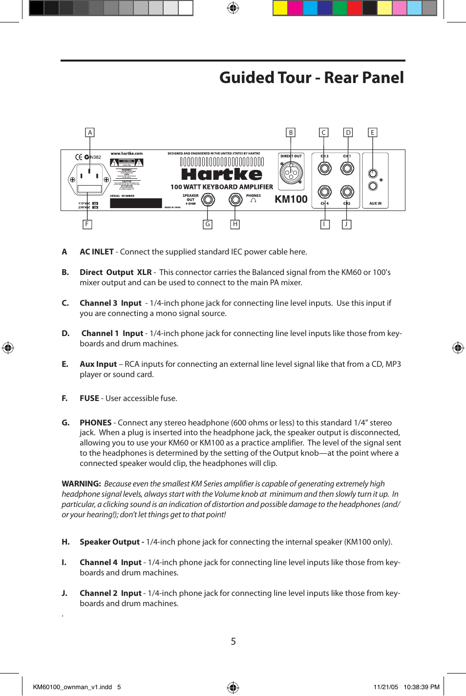 Guided tour - rear panel | Samson KM60 User Manual | Page 7 / 16