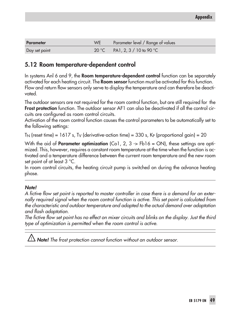 13 pump mana ge ment 49, Room tem pe ra tu re-de pen dent con trol 49, Pump management | 12 room temperature-dependent control | Samson Trovis 5100 User Manual | Page 49 / 142