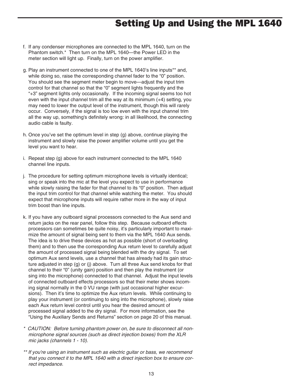 Setting up and using the mpl 1640 | Samson MPL 1640 User Manual | Page 15 / 34