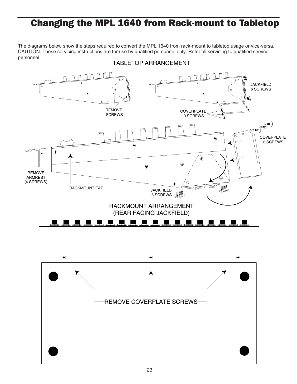 Changing the mpl 1640 from rack-mount to tabletop, Tabletop arrangement | Samson MPL 1640 User Manual | Page 25 / 34