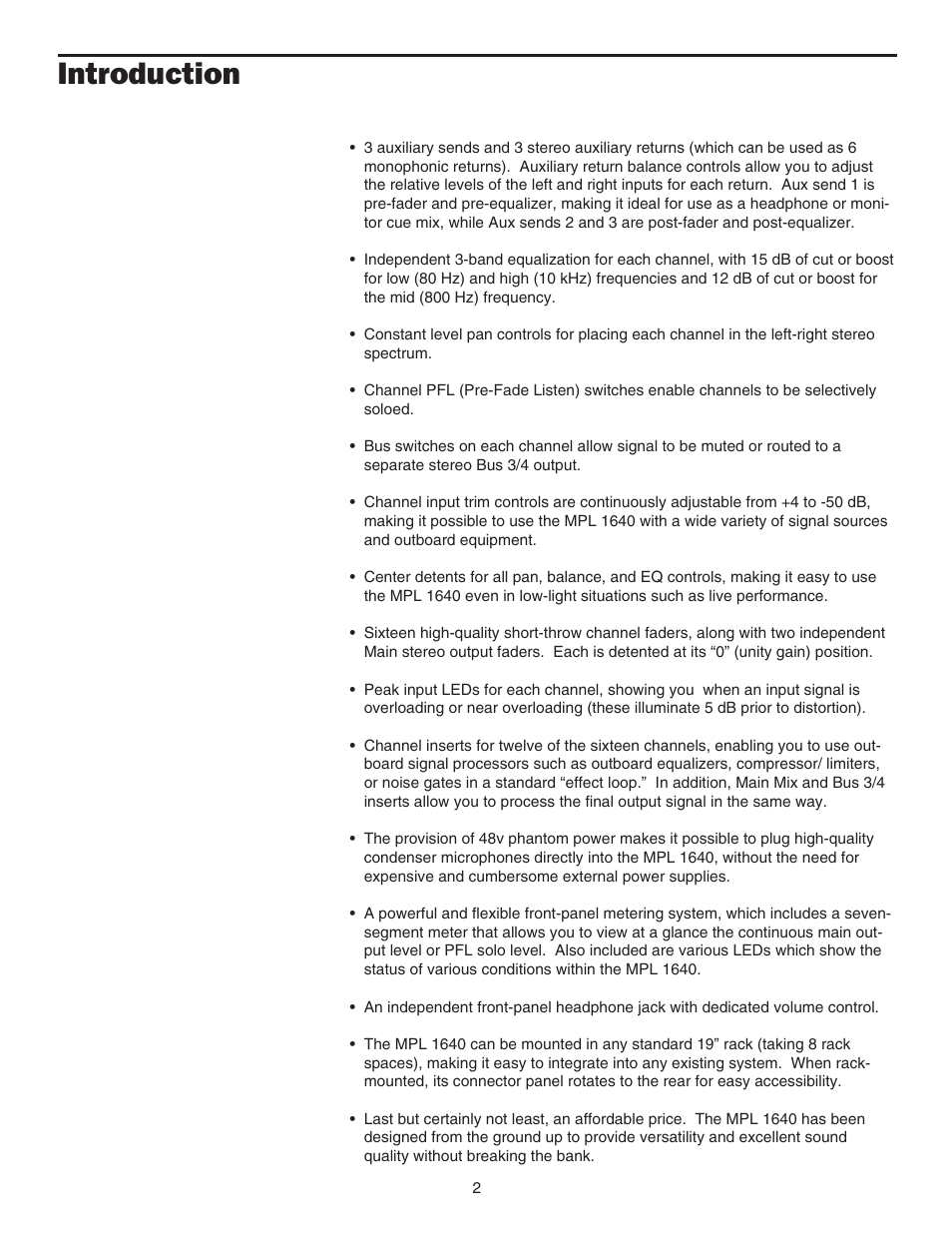 Introduction | Samson MPL 1640 User Manual | Page 4 / 34