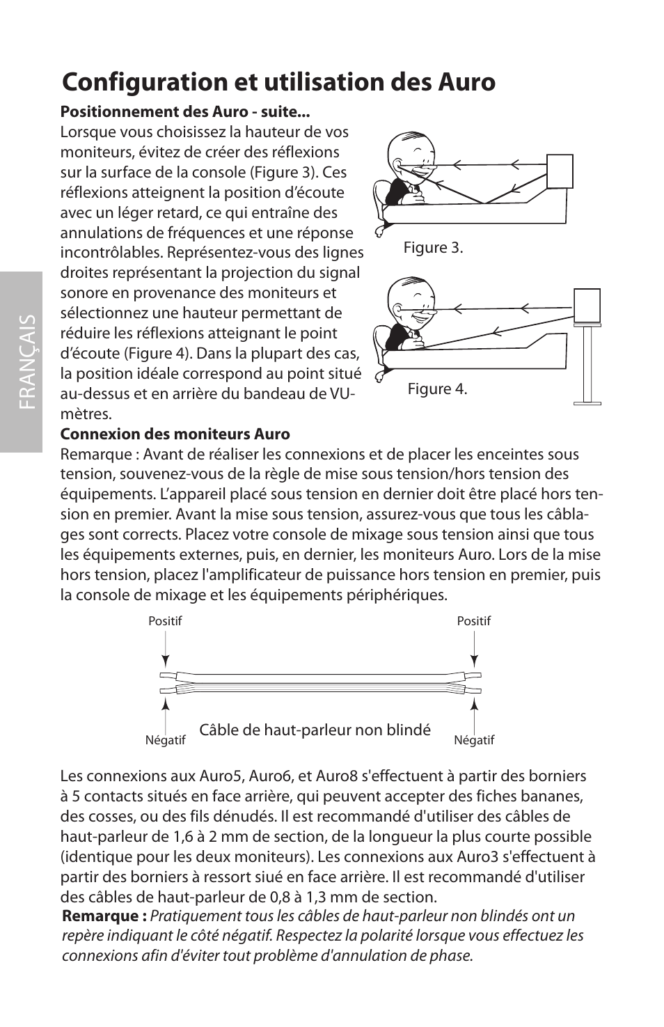 Connexion des moniteurs auro, Configuration et utilisation des auro, Fr anç ais | Samson AURO5 User Manual | Page 20 / 62