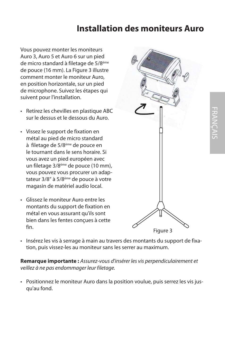 Installation des moniteurs auro, Fr anç ais | Samson AURO5 User Manual | Page 25 / 62