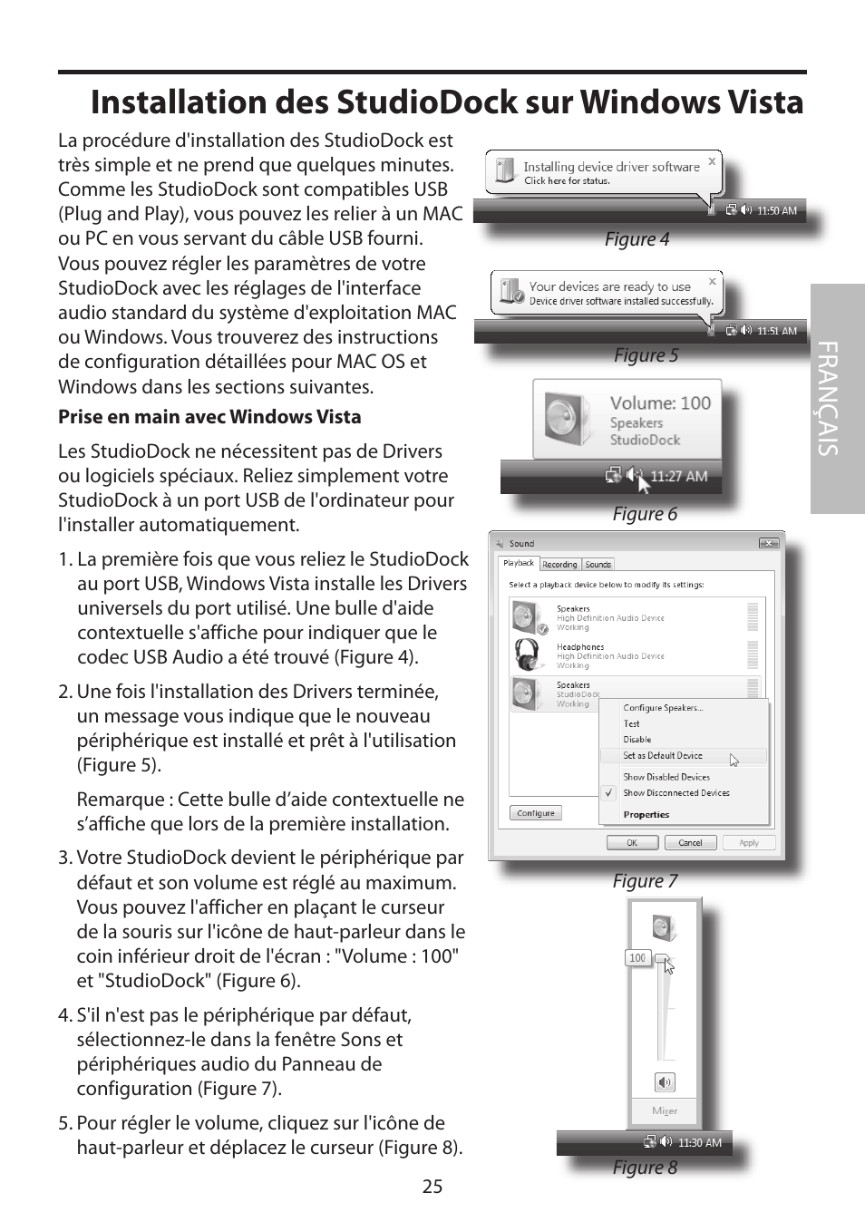 Installation des studiodock sur windows vista, Fr anç ais | Samson StudioDock 3i User Manual | Page 31 / 88