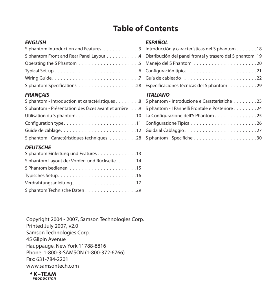 Samson S. phantom S Class User Manual | Page 2 / 32