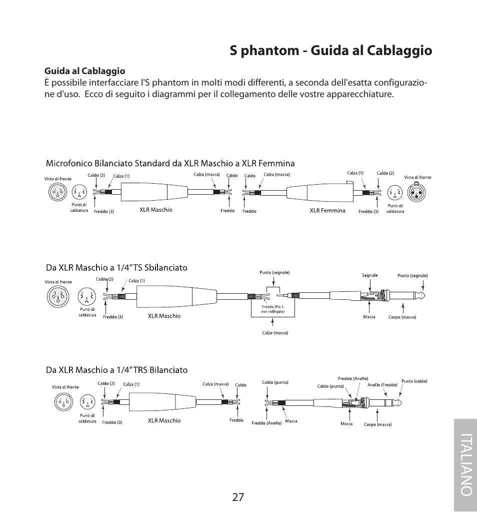 Guida al cablaggio, It aliano | Samson S. phantom S Class User Manual | Page 27 / 32