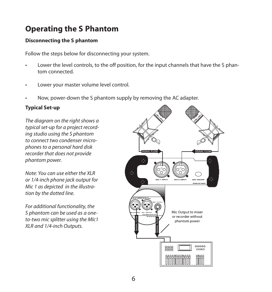 Typical set-up, Operating the s phantom | Samson S. phantom S Class User Manual | Page 6 / 32