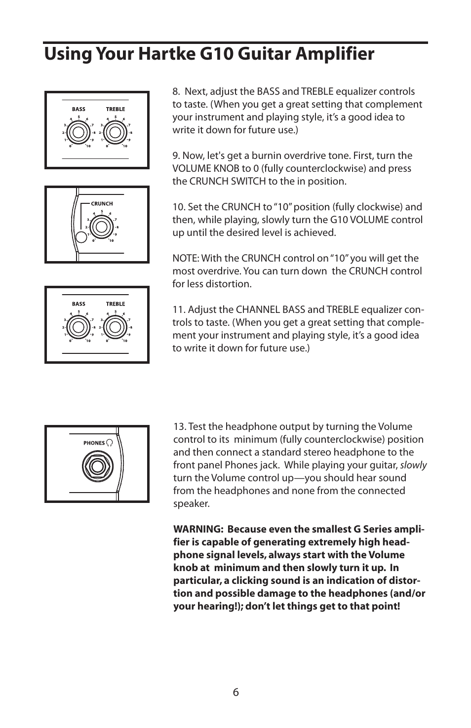 Using your hartke g10 guitar amplifier | Samson 10 Watt Guitar Combo G10 User Manual | Page 8 / 12