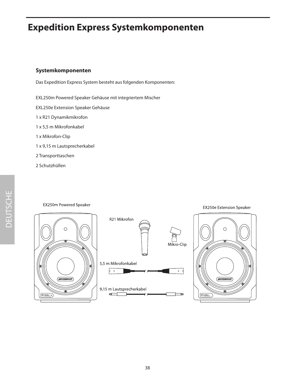 Expedition express systemkomponenten, Deut sche | Samson EXL250 User Manual | Page 42 / 76