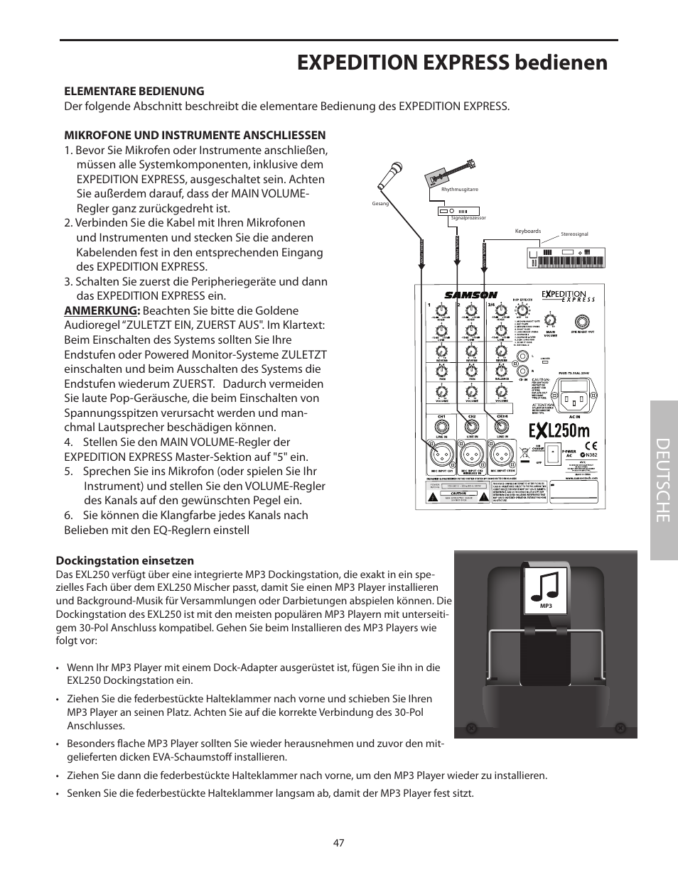 Expedition express bedienen, Deut sche | Samson EXL250 User Manual | Page 51 / 76