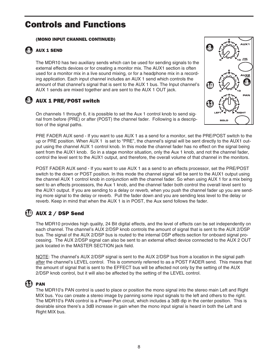 Controls and functions | Samson MDR10 User Manual | Page 10 / 28